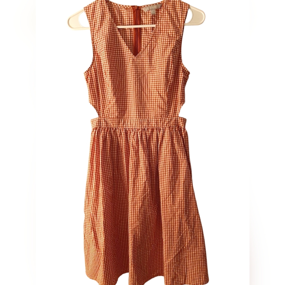 Urban Revivo Burnt Orange Gingham Sleeveless Dress